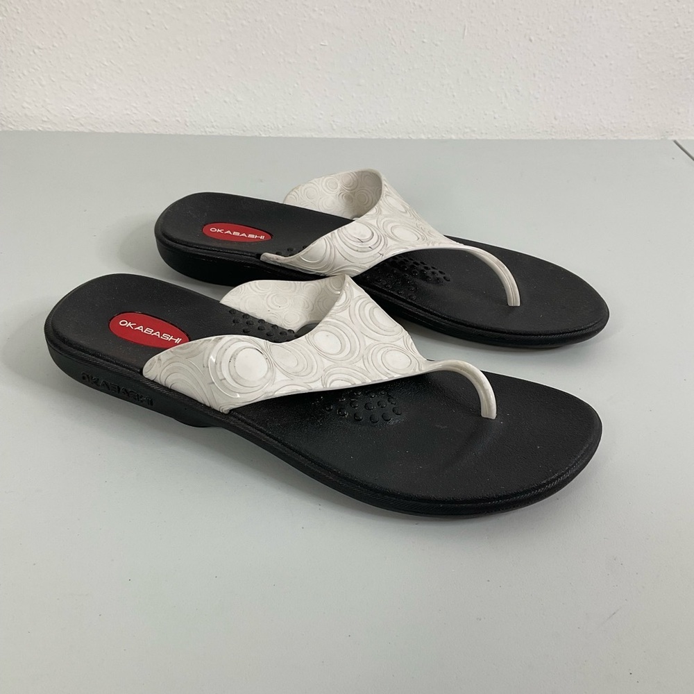 Okabashi White Flip Flop Sandals Size Large 9.5-10.5